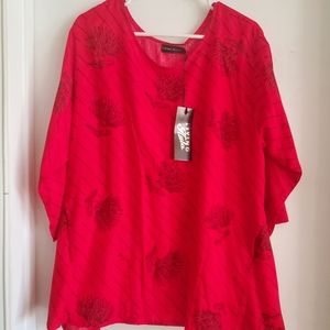 NWT Living Hula Hawaiian Print Makiko Top XL Fire Kanilehua